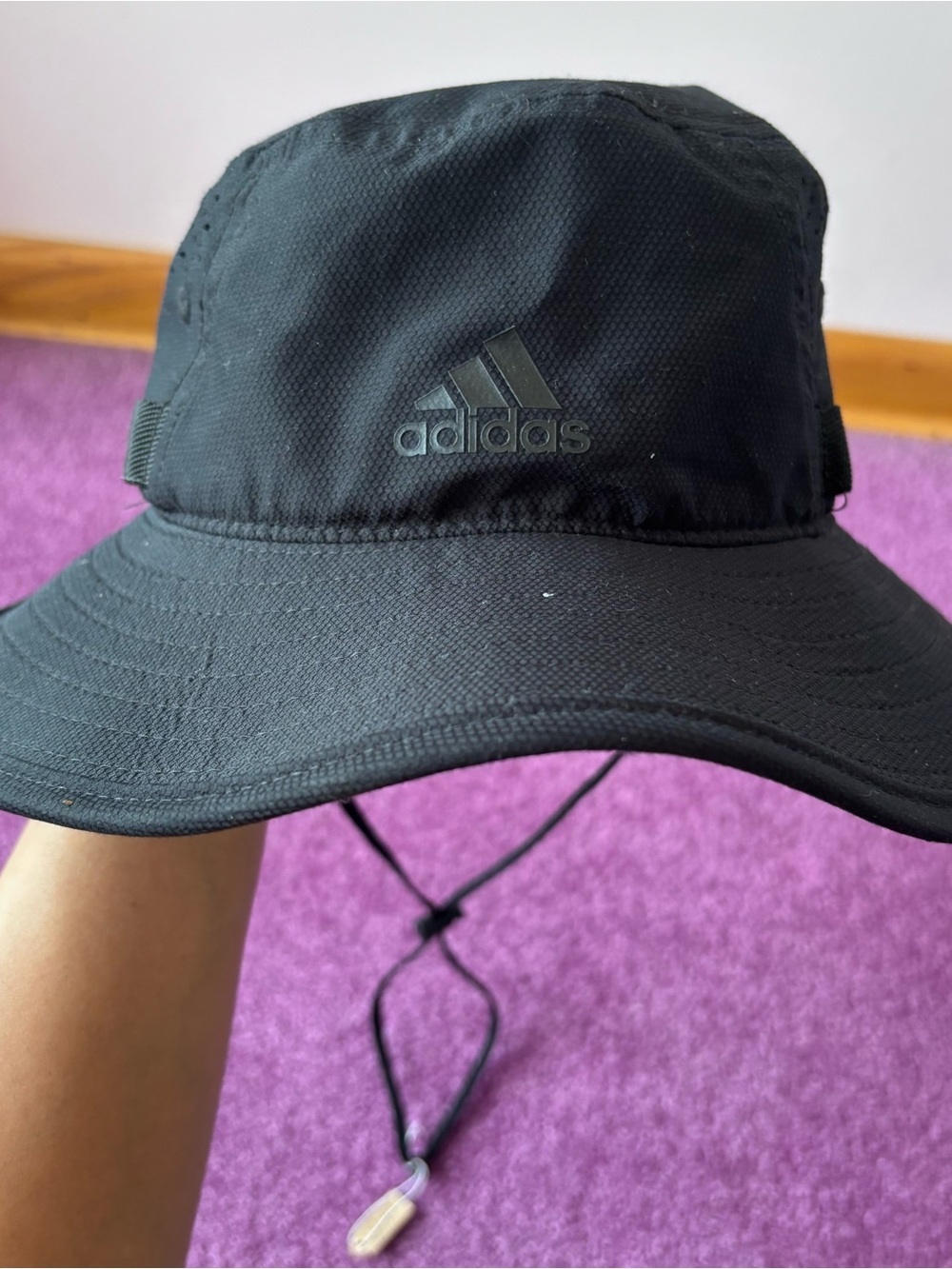 adidas Black Performance Bucket Hat with Chin Strap